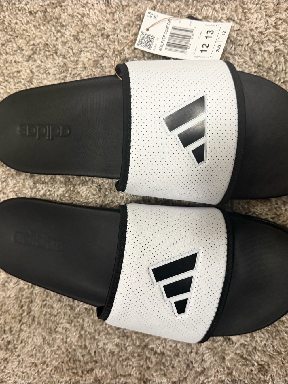 adidas Women’s Black and White Slide Sandals